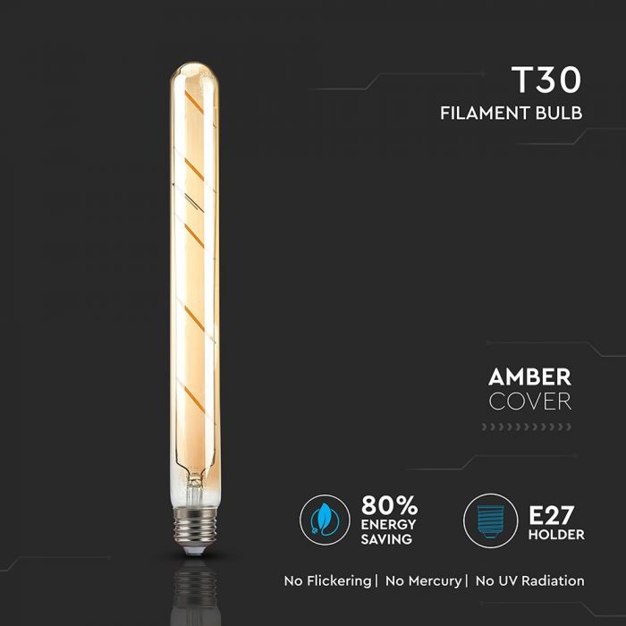 LED E27 FILAMENT LAMP AMBER T30 5W WW 500lm 300° 30X300