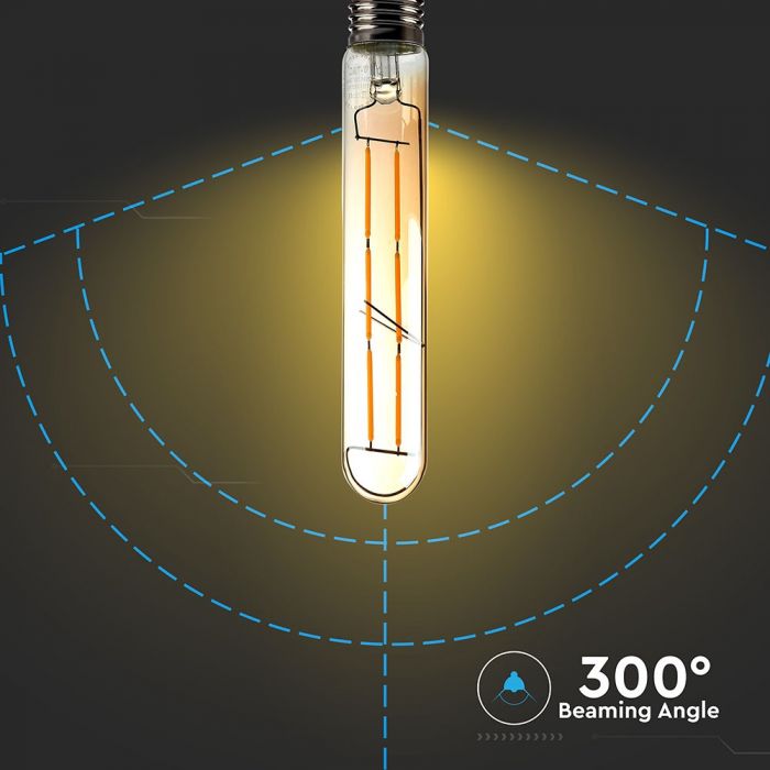 LED E27 FILAMENT LAMP AMBER T30 6W WW 600lm 360° 30X185