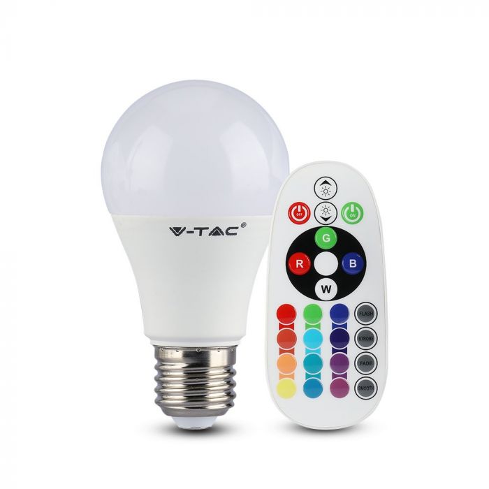 LED RGB E27 A60 LAMP 7W CW 470lm 200° WITH REMOTE CONTROL