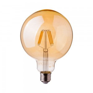 LED E27 FILAMENT LAMP AMBER COVER G95 6W WW 500lm 300° 95X135 DIMMABLE