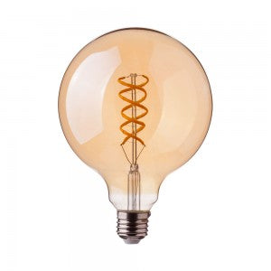 LED E27 FILAMENT LAMP AMBER COVER G125 5W WW 300lm 300° 125X173