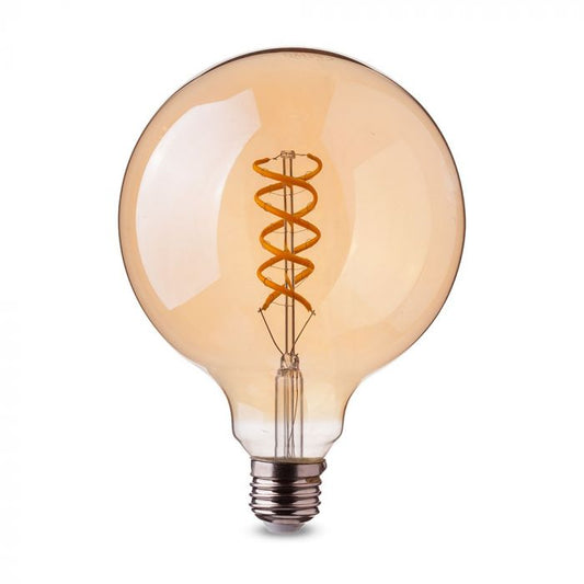 LED E27 FILAMENT LAMP AMBER COVER G95 5W WW 300lm 360° 95X138 CURVE SHAPE