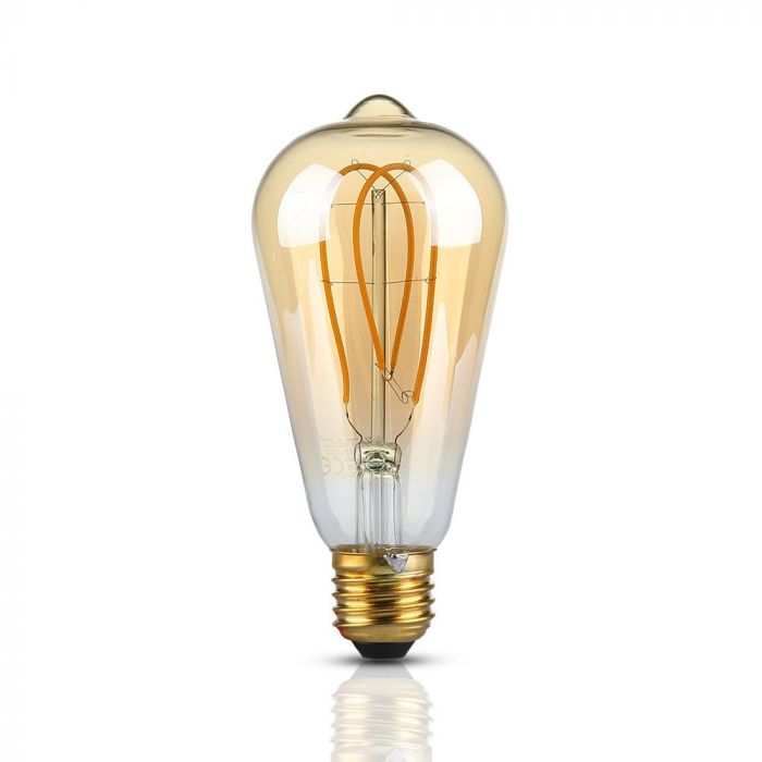 LED E27 FILAMENT LAMP AMBER COVER ST64 5W WW 600lm 300° 125X165