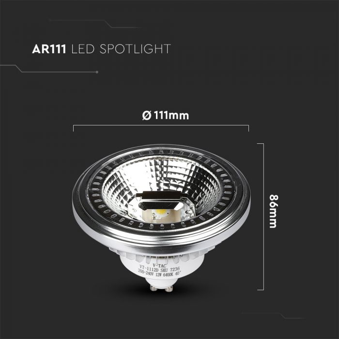 LED AR111(GU10) LAMP 12W DL 900lm 40° 111X91 DIMMABLE