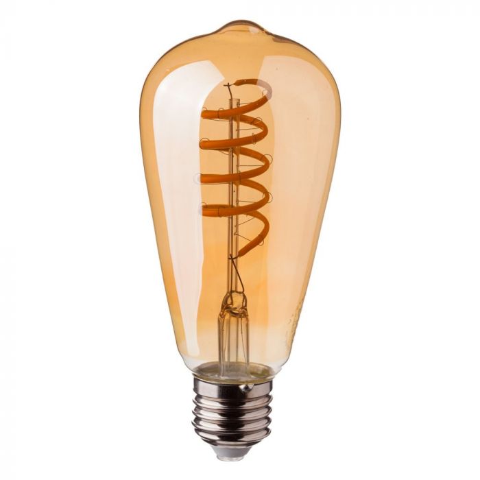 LED E27 FILAMENT LAMP AMBER COVER ST64 4W WW 400lm 300° 107X60 SPIRAL