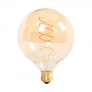 LED E27 FILAMENT LAMP AMBER G125 6W WW 380lm 300° 125X175 DOUBLE SPIRAL