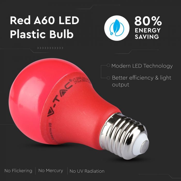 LED E27 LAMP 9W 806lm 200° 60X112 RED