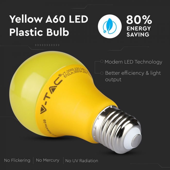 LED E27 LAMP 9W 806lm 200° 60X112 YELLOW