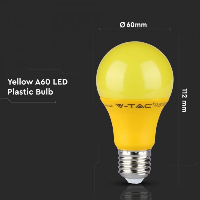 LED E27 LAMP 9W 806lm 200° 60X112 YELLOW