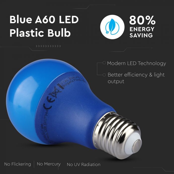 LED E27 LAMP 9W 806lm 200° 60X112 BLUE