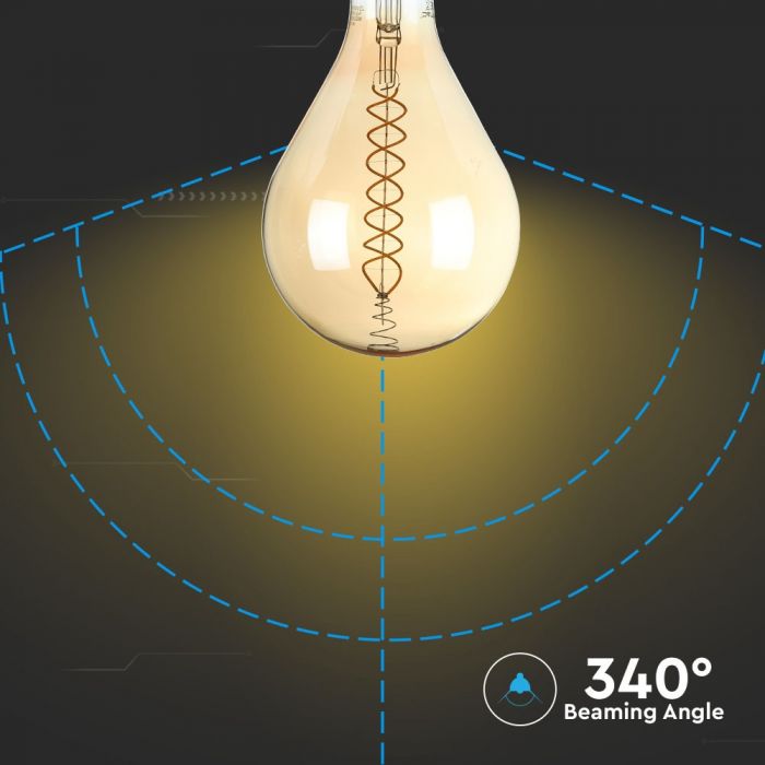 LED E27 FILAMENT AMBER LAMP A165 8W WW 500lm 340° 160X298 GLASS DIMMABLE