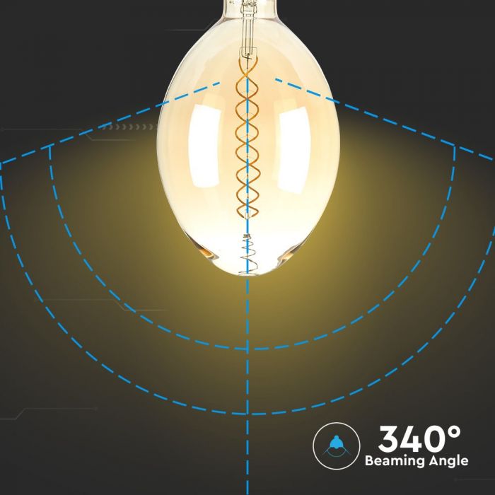 LED E27 FILAMENT AMBER LAMP BF180 8W WW 500lm 340° 180X360 GLASS DIMMABLE