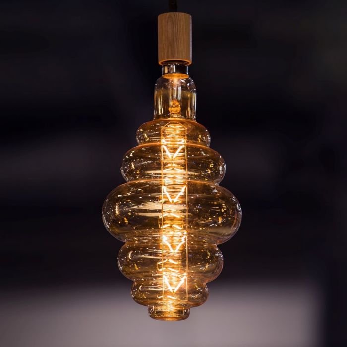 LED E27 FILAMENT AMBER LAMP S200 8W WW 350lm 340° 180X390 GLASS DIMMABLE