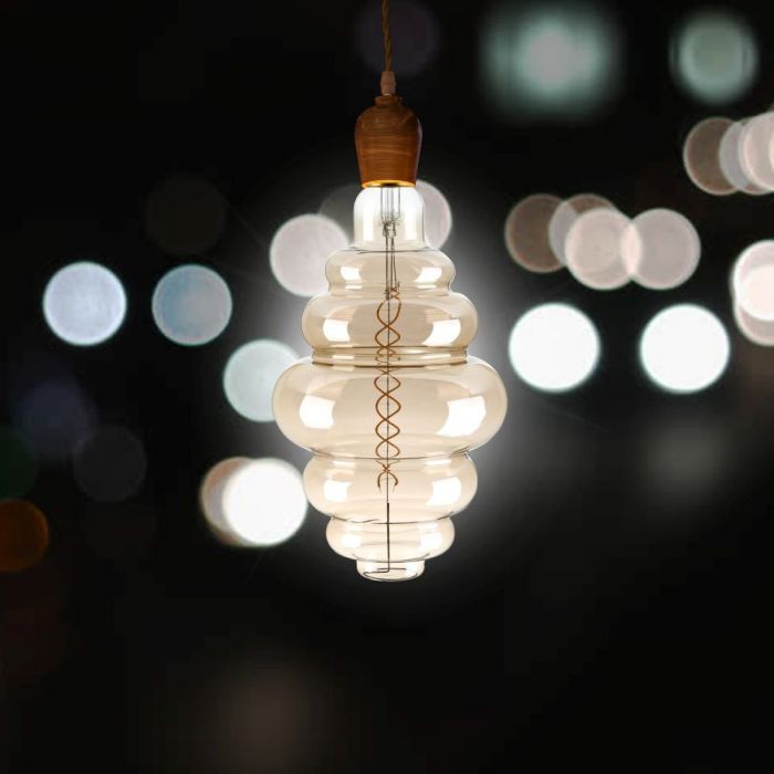 LED E27 FILAMENT AMBER LAMP S200 8W WW 350lm 340° 180X390 GLASS DIMMABLE