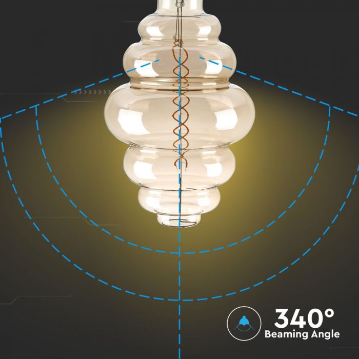 LED E27 FILAMENT AMBER LAMP S200 8W WW 350lm 340° 180X390 GLASS DIMMABLE