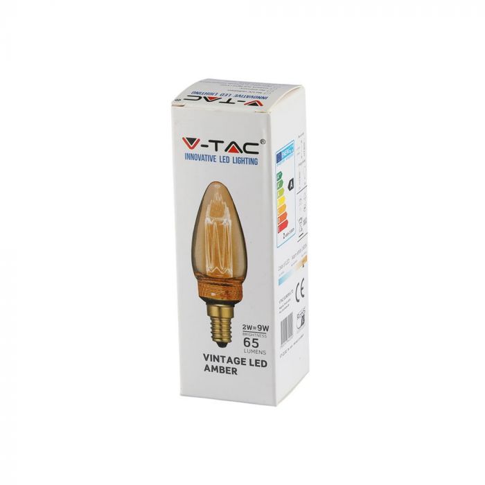 LED ART E14 FILAMENT AMBER LAMP 2W WW 65lm 300° 35X105 GLASS