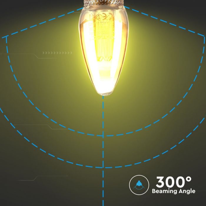 LED ART E14 FILAMENT AMBER LAMP 2W WW 65lm 300° 35X105 GLASS