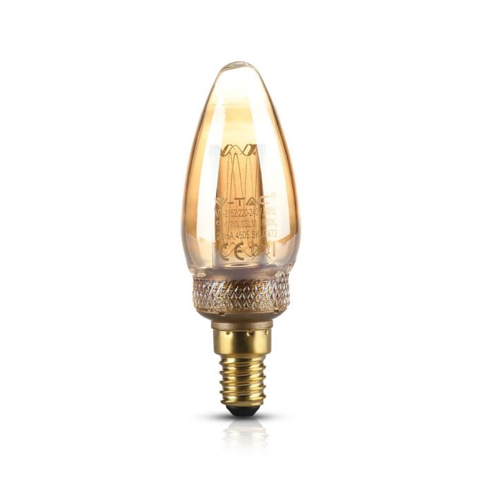 LED ART E14 FILAMENT AMBER LAMP 2W WW 65lm 300° 35X105 GLASS