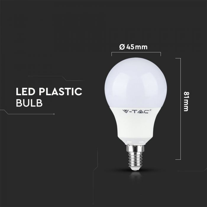 LED E14 LAMP P45 5.5W CW 470lm 200° 46X82 GLOBE CRI 95+