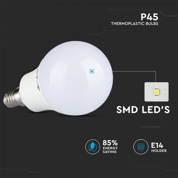 LED E14 LAMP P45 5.5W CW 470lm 200° 46X82 GLOBE CRI 95+