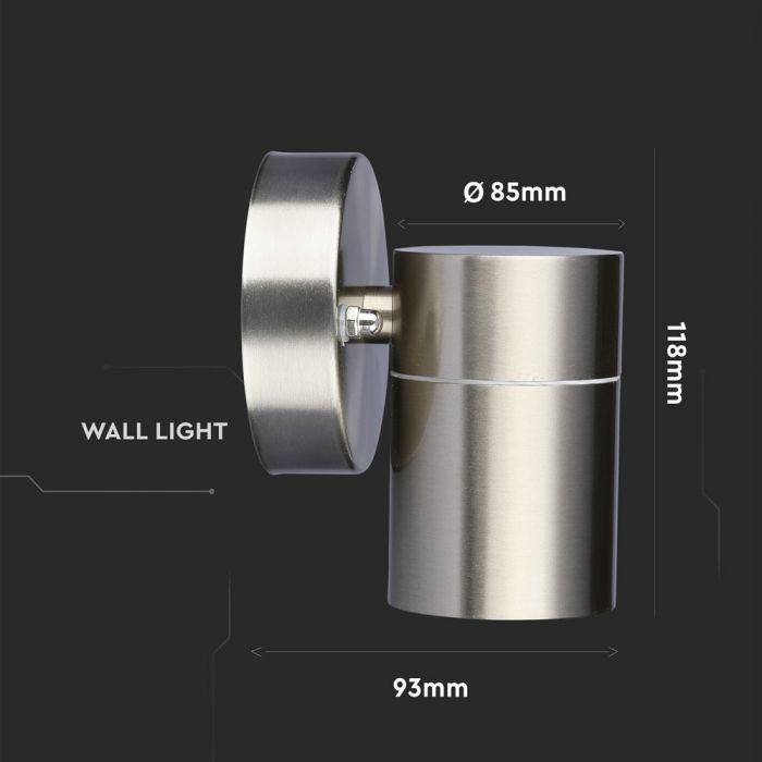 LED WALL FITTING STAINLESS STEEL GU10 1WAY 93X85X118 IP44