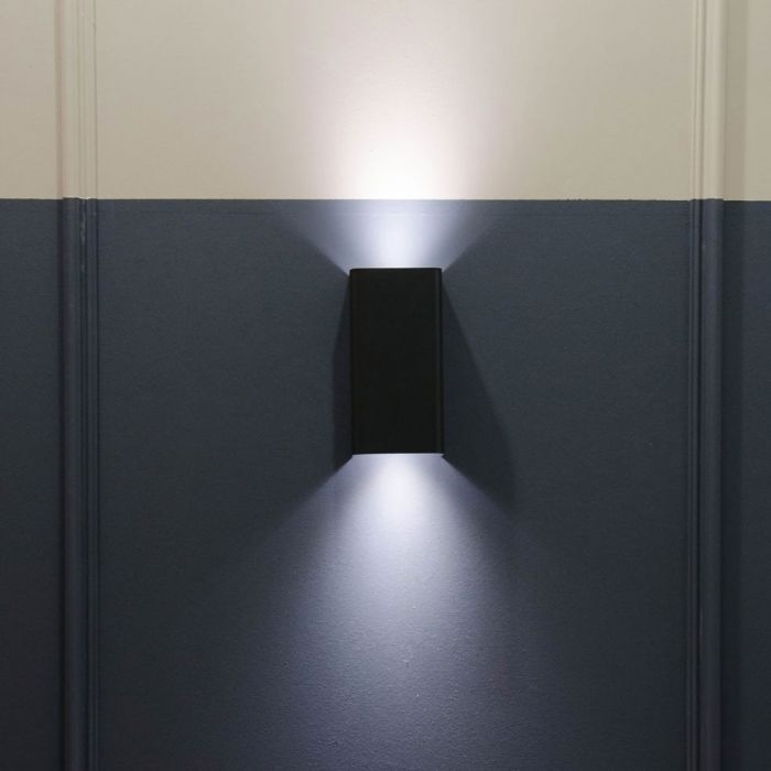 LED WALL SLEEK FITTING ALUMINIUM SQUARE GU10 2WAY 92X68X150 IP44 BLACK