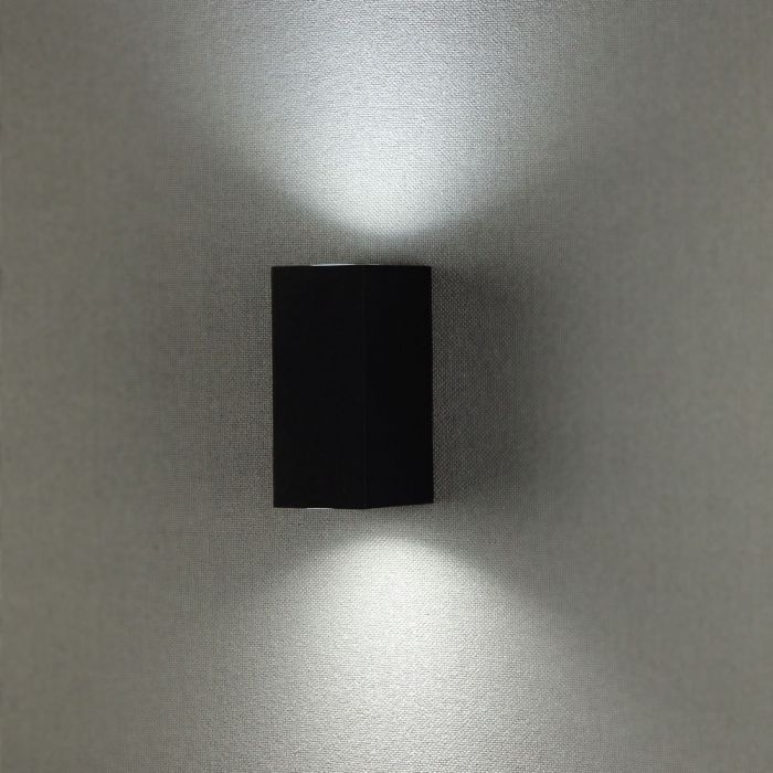 LED WALL SLEEK FITTING ALUMINIUM SQUARE GU10 2WAY 92X68X150 IP44 BLACK