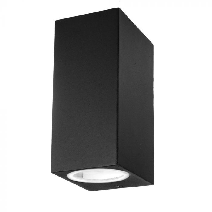 LED WALL SLEEK FITTING ALUMINIUM SQUARE GU10 2WAY 92X68X150 IP44 BLACK