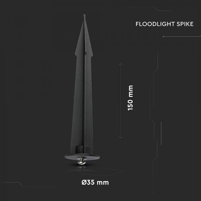 FLOODLIGHT SPIKE BLACK 35X150 ALUMINIUM