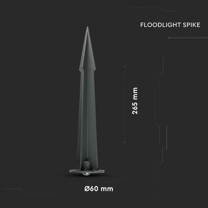 FLOODLIGHT SPIKE GREY 60X265 ALUMINIUM