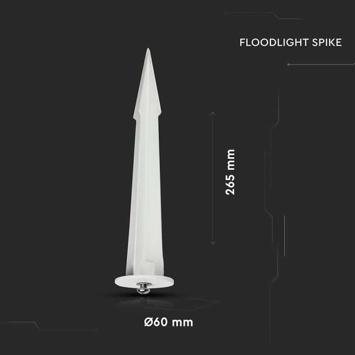 FLOODLIGHT SPIKE WHITE 60X265 ALUMINIUM