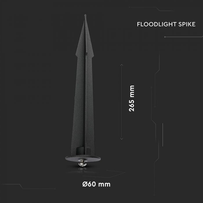 FLOODLIGHT SPIKE BLACK 60X265 ALUMINIUM