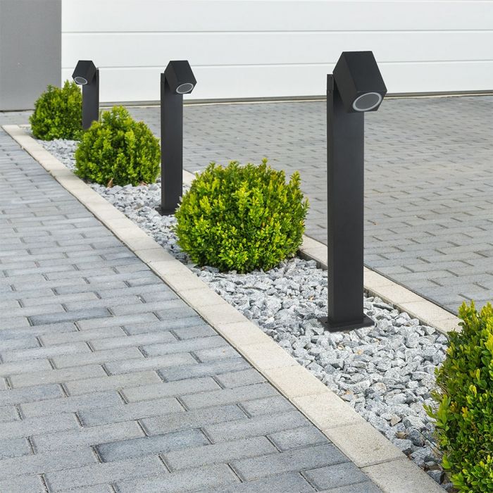 LED BOLLARD FITTING ADJUSTABLE HEAD ALUMINIUM GU10 1WAY IP44 BLACK