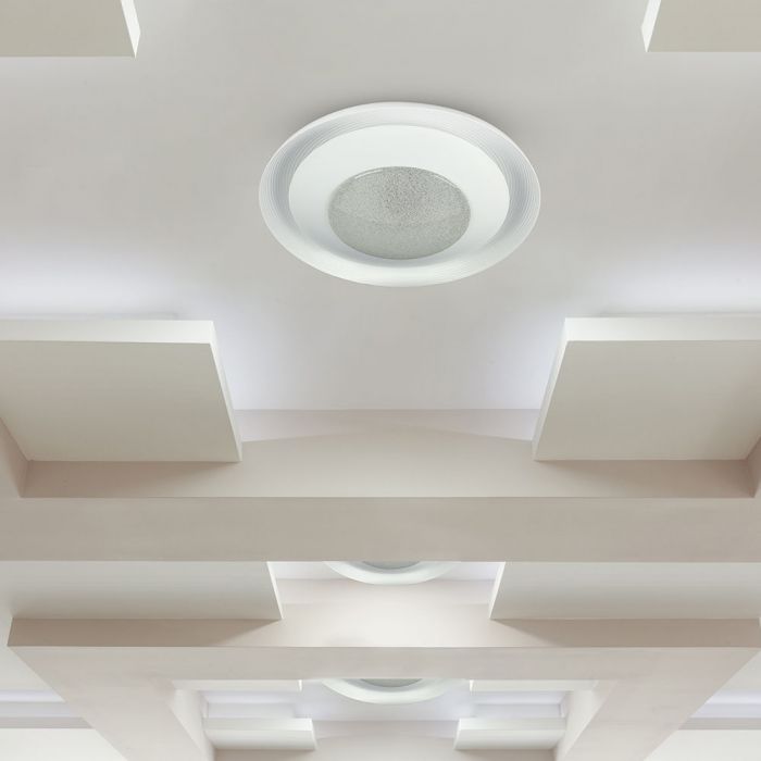 LED DESIGNER CEILING LIGHT with RF Control+Timer CCT Changing CRYSTAL 48W 2400lm 150° 492X100 DIMMABLE