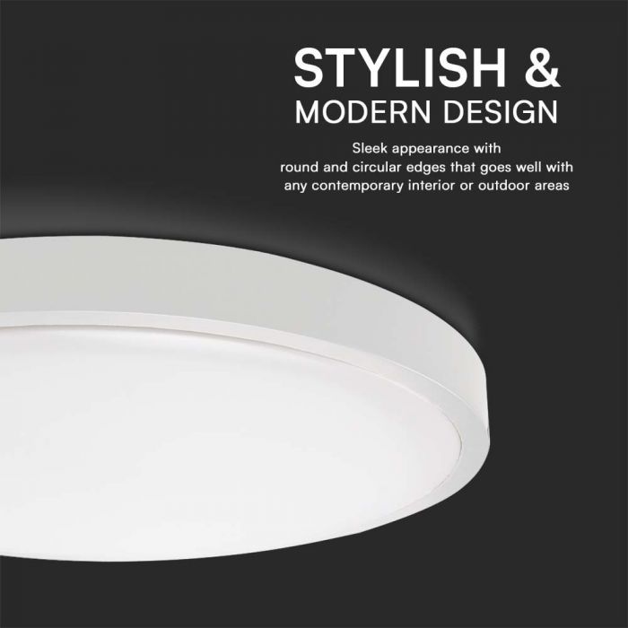 LED DOME LIGHT ROUND WHITE FRAME 18W DL 1830lm 360° 250X63 IP44