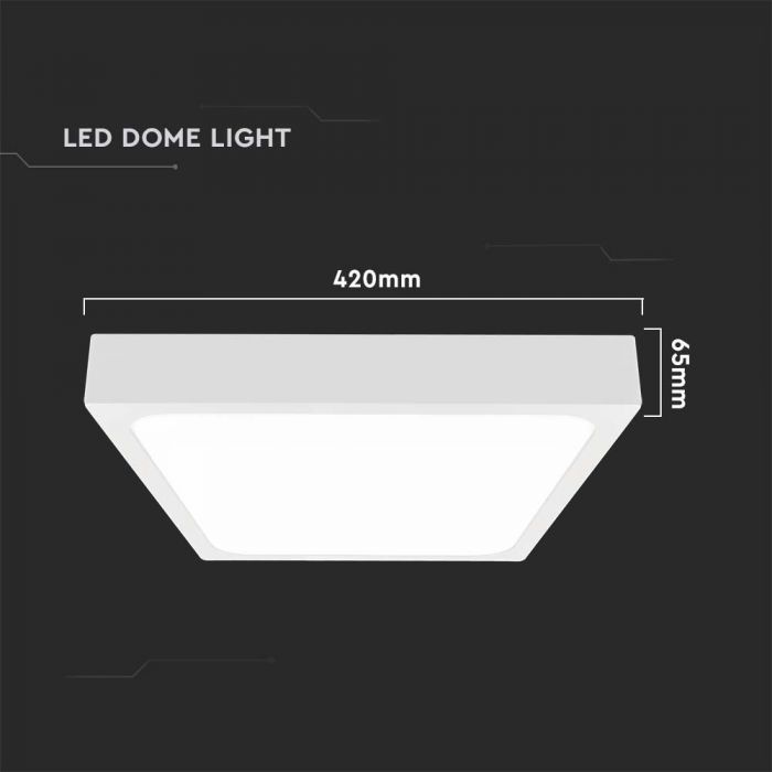 LED DOME LIGHT SQUARE WHITE FRAME 30W WW 3000lm 360° IP44