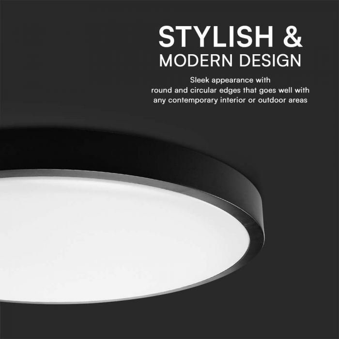 LED DOME LIGHT ROUND BLACK FRAME 18W DL 1800lm 360° 225X55 IP44