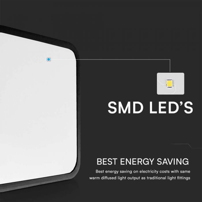 LED DOME LIGHT SQUARE BLACK FRAME 18W DL 1830lm 360° 250X65 IP44