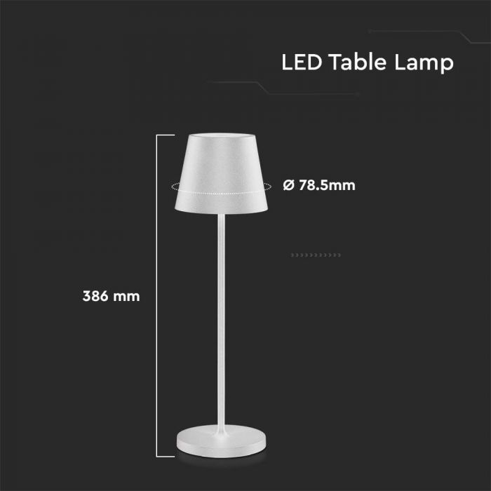 LED 2W TABLE LAMP WW 200lm 180° TOUCH DIMMING IP54 WHITE BODY