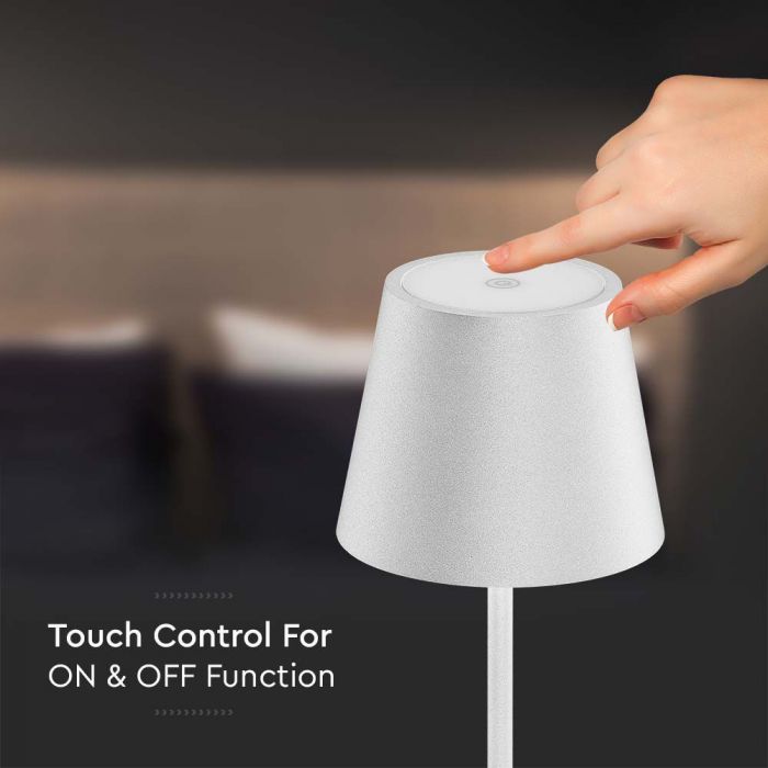 LED 2W TABLE LAMP WW 200lm 180° TOUCH DIMMING IP54 WHITE BODY