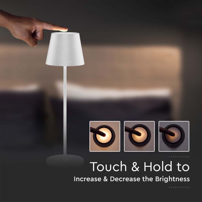 LED 2W TABLE LAMP WW 200lm 180° TOUCH DIMMING IP54 WHITE BODY