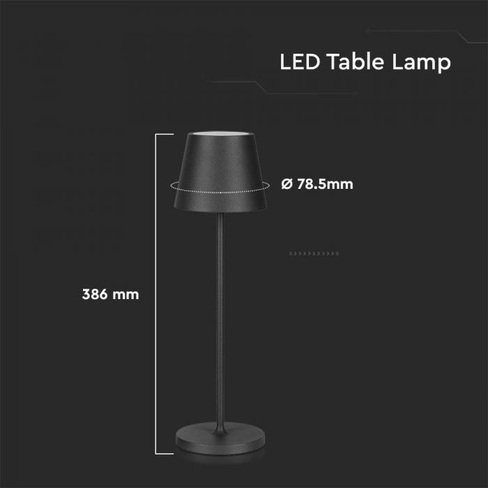 LED 2W TABLE LAMP WW 200lm 180° TOUCH DIMMING IP54 BLACK BODY