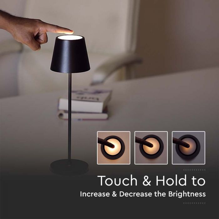 LED 2W TABLE LAMP WW 200lm 180° TOUCH DIMMING IP54 BLACK BODY