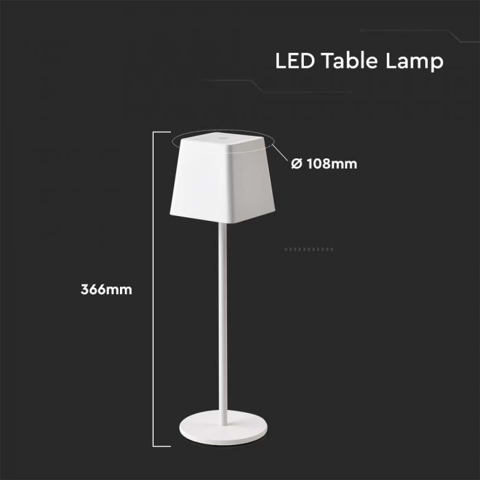 LED TABLE LAMP 2W WW 180° 200lm WHITE TOUCH DIMMING IP54