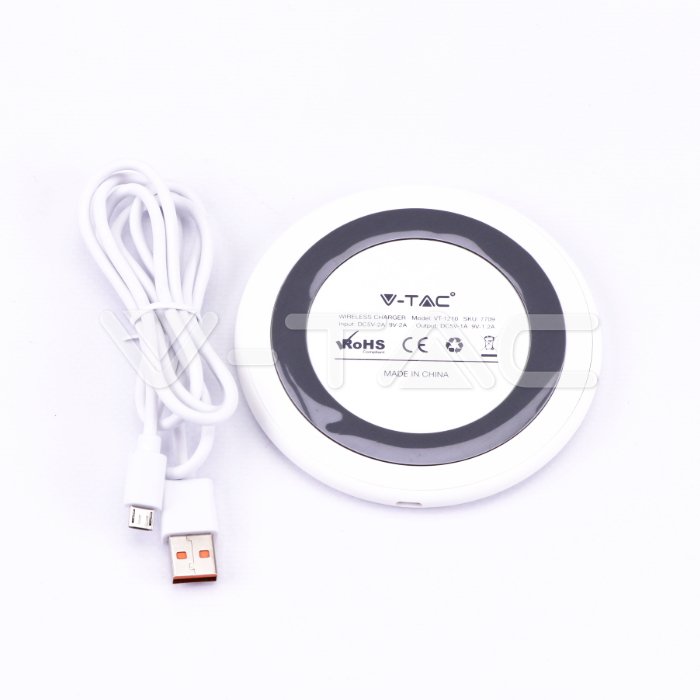 WIRELESS CHARGER ROUND 5V/9V 5A FAST CHARGING WHITE