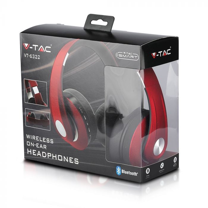 BLUETOOTH WIRELESS HEADPHONE with Adjustable Head 500mah BATTERY RED