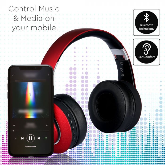 BLUETOOTH WIRELESS HEADPHONE with Adjustable Head 500mah BATTERY RED