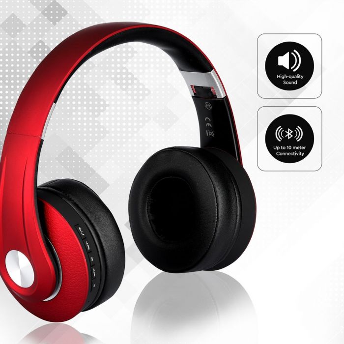 BLUETOOTH WIRELESS HEADPHONE with Adjustable Head 500mah BATTERY RED