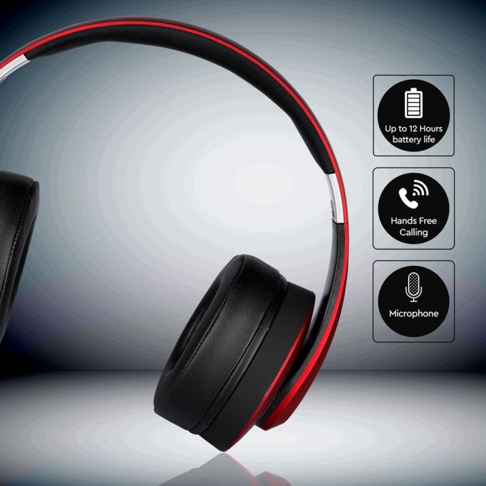 BLUETOOTH WIRELESS HEADPHONE with Adjustable Head 500mah BATTERY RED