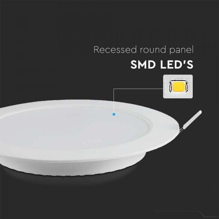 LED BACKLIT RECESSED PANEL LIGHT ROUND 3W CW 330lm 90.5x28mm